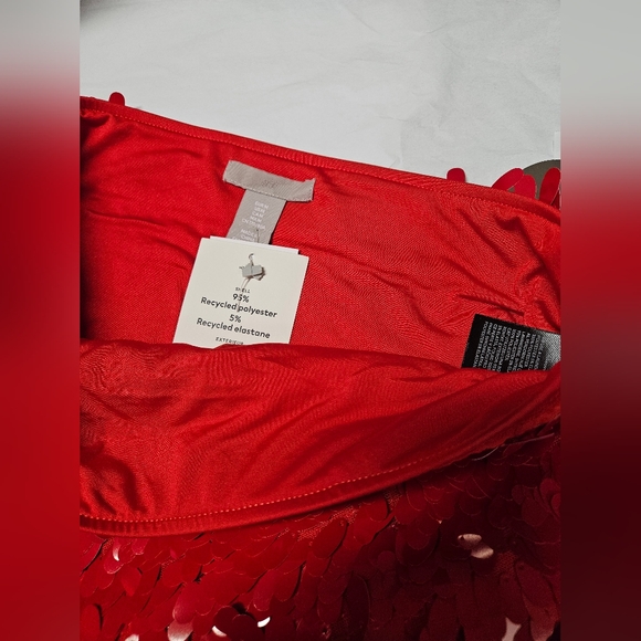 New Holiday 2024 H&M Red Sequined Midi Skirt Sz XS S L - Picture 7 of 8